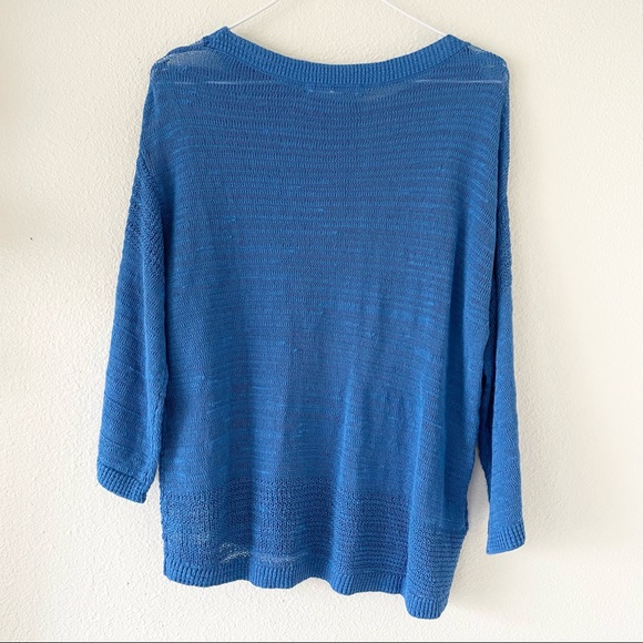 Tommy Bahama Sea Grass Open Hem Burnout Sheer Sweater Turkish Sea Blue NEW - Picture 4 of 5